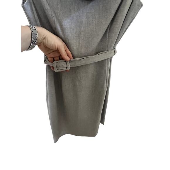 Calvin Klein Dark Gray Sheathed belted Midi dress sz 6P professional classy wdng - Picture 4 of 5